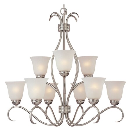 Maxim Nine Light Satin Nickel Ice Glass Up Chandelier 10128ICSN